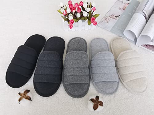 ofoot Mens Cotton Open Toe House Flat Slippers,Male Breathable Summer Indoor Slides, Memory Foam Anti Slip Sole3