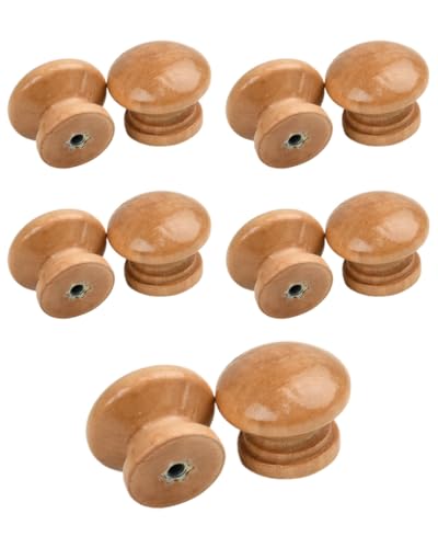 KGDUYC 10 pcs Tiradores Armarios de Color Madera, Tiradores Cajones con Tornillos, Redonda Tiradores Madera, Pomos Y Tiradores, 28mm