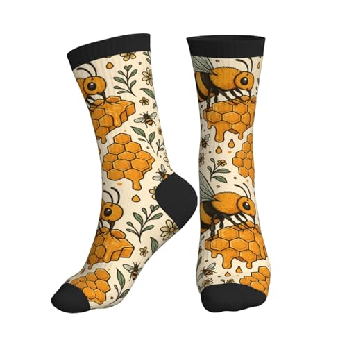 Calcetines Deporte Calcetine Media Caña Absorbentes Del Sudor Calcetine Abejas Con Miel, Para Adulto Running Senderismo 40Cm