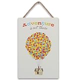 Disney Pixar Up House and Balloons Adventure Is Out There Hanging Wood Wall Decor - Fun Up Sign for Home Decorating