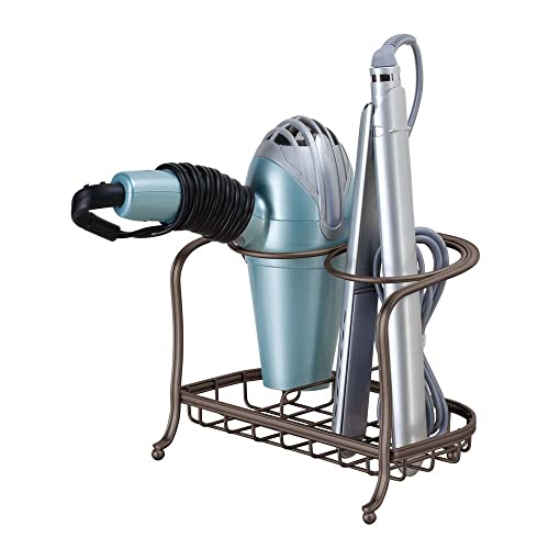 MetroDecor mDesign Countertop Hair Care Tools Holder for Hair Dryer, Flat Iron, Curling Wand, Straightener, Bronze