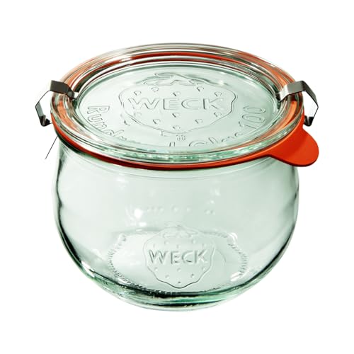 Weck Lot de 6 bocaux en verre tulipe de 580 ml avec couvercle, joint et 2 bouchons. Pour la conservation des confitures, des jus, un stockage hermétique des...