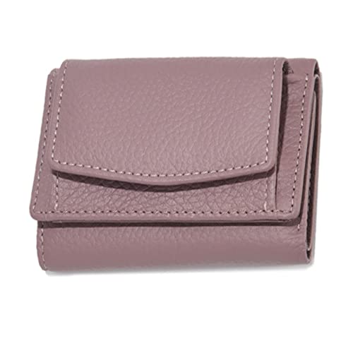 Preliminary Wallet with Coin Pouch New Genuine Leather Rfid Blocking Card Holder Organizer Folding Mini Wallet Unisex (Lotus Color)