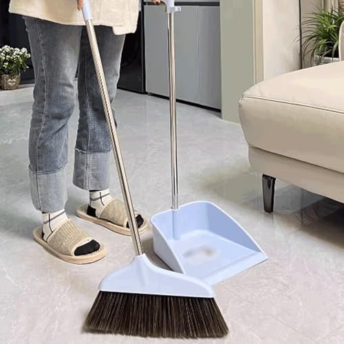 BLMAGS Kunststoff-Besen- und Kehrschaufel-Set, Haushaltsbesen mit weichen Borsten, Edelstahlgriff, Besen mit aufsteckbarer Kehrschaufel – Bild 7