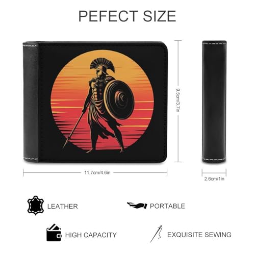 Ancient Greek Warrior Cute Slim Bifold Wallet for Men Stylish Front Pocket Purse with Card Holder Slots2