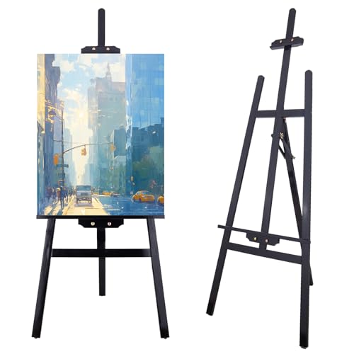 Image of Falling in Art Adjustable Wooden Easel Stand for Painting&Display, Black