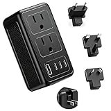 Upgraded 2000W Voltage Converter US to Europe for Hair Dryer, 220V to 110V Power Converter Adapter Combo with 1 USB A & 3 Type C, Converter European Travel Converter for 200+ Countries (Black)