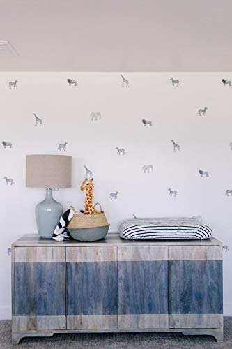 Modern Maxwell Wall Art Decals For Boys Girls Nursery, Bedroom, Living Room "Safari" Black Jungle Animals Room Sticker 40 Pieces #TOP2