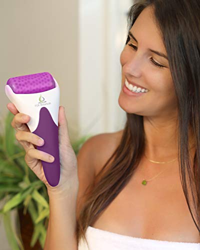 Ice Roller Face Massager - Therapeutic Cooling to Naturally Tone & Tighten | Brighten Complexion and Reduce Wrinkles, Under Eye Puffiness | Facial Cool Ice Rollers for Migraine + Pain Relief (Purple)