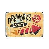 Blechschild mit Feuerwerksladen, zum Aufhängen, Eisenmalerei, Retro, Zuhause, Küche, Garten, Garage, Wanddekoration, 20,3 x 30,5 cm