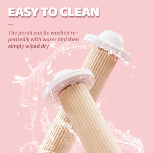 Image of 6 Pcs Wooden Bird Cage Perch, Cage Accessories, Parrot Toys, Mimics Wild Branches, for Parakeet, Cockatiel, Conure, Budgie, Lovebird, Small Medium Birds