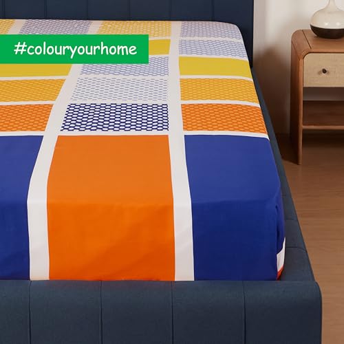 Image of United Colors of Benetton Rainbow Cotton Super King Bedsheet Set (274 x 274 cm) Rainbow