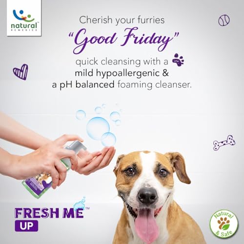 Natural Remedies Fresh Me Up Mild Waterless Foam Cleanser Dry Shampoo for Dogs, Cats of All Breeds, Moisturizer & Conditioner, Pet Grooming, Lick Safe, Hypoallergenic, Sulfate Free, 140 ml (Pack of 2)