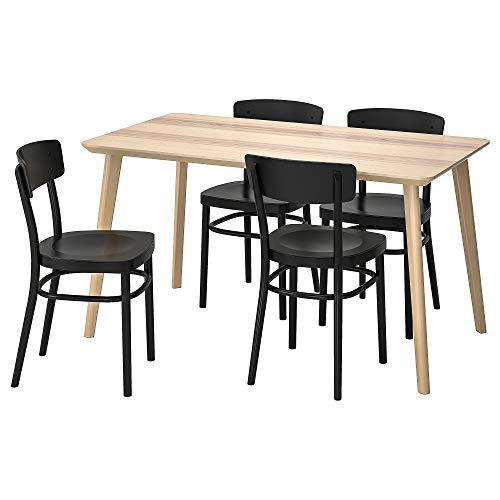 Ikea Tavolo IDOLF/LISABO e 4 sedie, 140x78 cm, impiallacciato frassino/nero