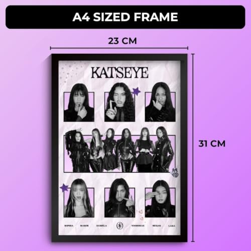Image of Katseye Poster Aesthetic | Katseye Framed A4 Poster | Sophia, Manon, Daniela, Yoohchae, Megan, Lara| 31 x 23 cm | Sleek Aesthetic Frame for Wall, Room Decor, Gifting, Study Table (F 205)