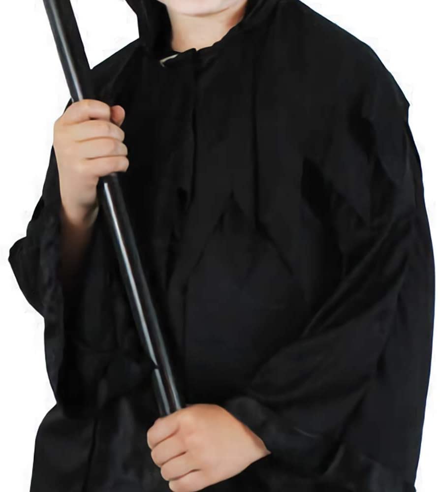Sensenmann Kinderkostüm Für Halloween – Inkl. Face Paint & Plastiksense, Größe Medium (4–14 Jahre)