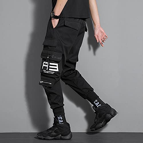 Astellarie Mens Casual Jogger Elastic Waist Pants Streetwear Hip Hop Cargo Pants with Multi Pockets3