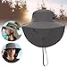 predolo Breathable Safari Hat with Neck Flap and Wide Brim for Outdoor Use, Dark Grey