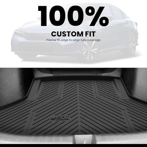 Image of LASFIT All Weather Cargo Mats for Honda Civic 2022-2026 - Sedan | Full Surround TPE Mats, Tall Walls, 3D Custom Fit, Non-Slip, Easy Clean, Tool-Free Install, Vehicle-Specific Accessories