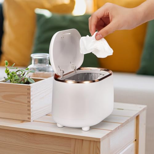 Mini caneca de basura para escritorio con tapa miniatura 6