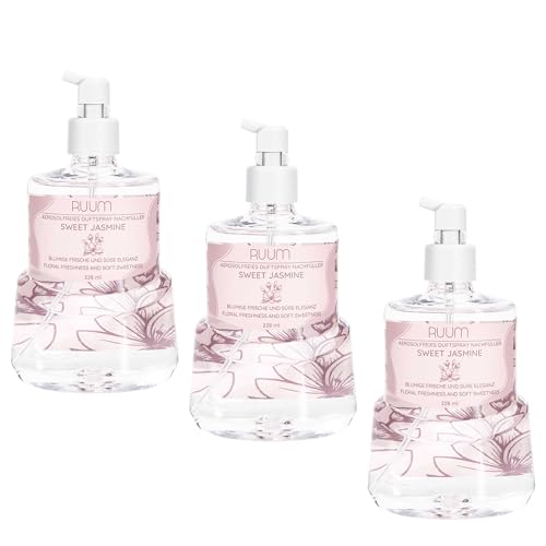 RUUM Duftspray Nachfüller Sweet Jasmine 3er Pack passend für Air Wick Active Fresh - Aerosolfreier Raumspray Nachfüller - Lufterfrischer & Raumduftnachfüller mit ätherischen Ölen (3x 228ml)