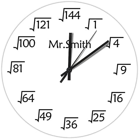 Math Clock Square Root Clock Round Wall Clock Home Garden Hanging Modern Art Round Clock Silent Non Ticking Battery Operated Clock Wall Decorative for Bedroom Office School Art 10 inch