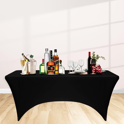 Nappe extensible rectangulaire en élasthanne ajustée et lavable noire 2,4m - 8