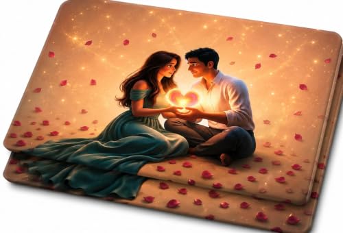 Image of RUMPS 7D HD Digital Printed Romantic Couple King Size Bedsheet with 2 Pillow Covers | Love Theme Designer Bedding Set | Luxury Bedroom Decor Collection | Size 90x100 Inches