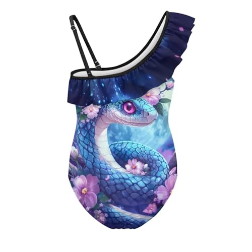 1-Piece Girls Swimsuit One Shoulder Ruffle Strap Bathing Suit 3-14 Y2