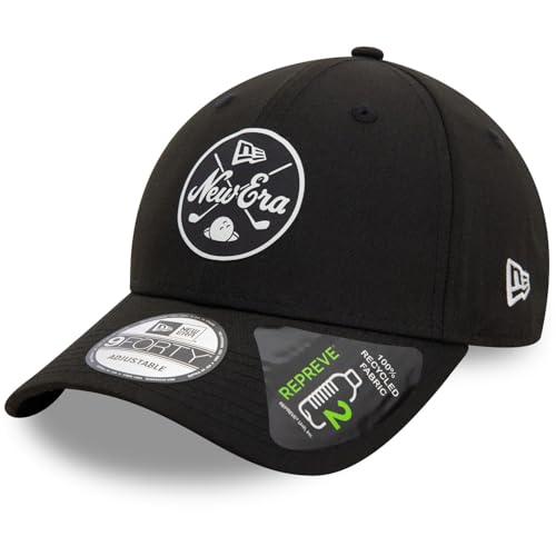 Casquette New Era 9Forty noire visière courbée strapback ajustable en tissu recyclé