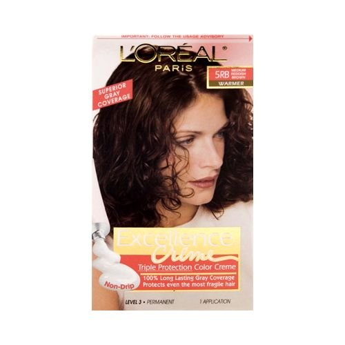 L'Oreal Paris Excellence Crme Permanent Hair Color, 5RB Medium Reddish Brown, 1 kit 100% Gray Coverage Hair Dye