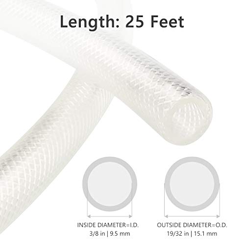 3834 id x 25 ft high pressure braided clear pvc vinyl tubing flexible vinyl tube heavy duty reinforced hose tubing bpa free and non toxic