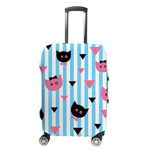 Housse de transport pour bagages anti-rayures motif chats rose et gris