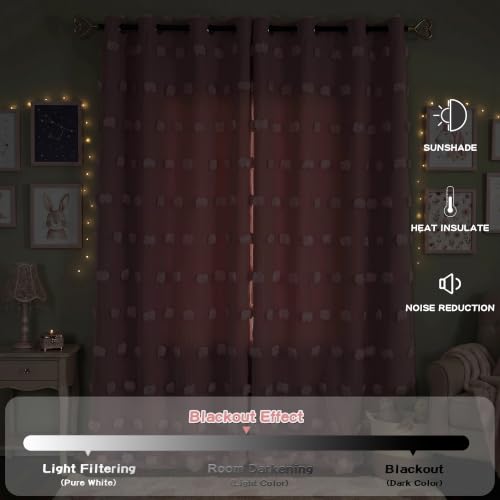 Image of MYSKY HOME Double Layer Curtains for Girls Bedroom Kids Curtain Pink Pom Pom Sheer Window Curtains 2 Panels Pink Curtains Grommet Room Darkening Solid Nursery Curtains 63 Inches Length, W52 X L63