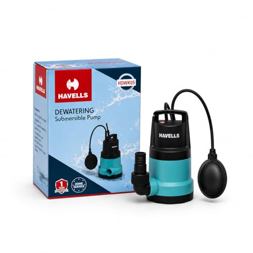 Image of Havells HDWK05 Submersible Dewatering Pump | 155 LPM High Discharge | 8.5M Max Head | Portable Water Drainage Pump | 32mm Outlet | Sumps, Tanks & Flooded Areas | 1 Year Warranty