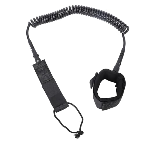Vvikizy Coiled Surfboard Leash, 9.8ft TPU Coiled Stand Up Paddleboard Rope, Surfboarding Ankle Strap 360 Degree Rotation, for Stand Up, Longboard, Paddleboard (Black)