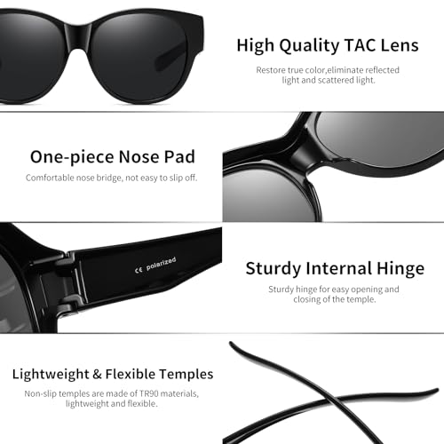 Image of GEGURI Polarized Sunglasses Fit Over Glasses for Men Women, Oversized Square Sun Glasses UV400 Protection Shades