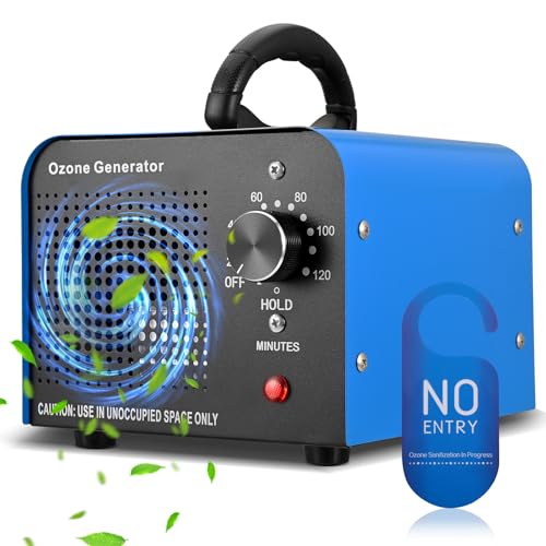 QCXWCJWD Generador de Ozono 60000 MG/h, Ozono Hogar Purificador de Aire, Profesional Máquina de Ozono con Temporizador, Ozonizador O3 Purificador Ozono de Aire, para Garajes, Coche, Sótano(Azul)