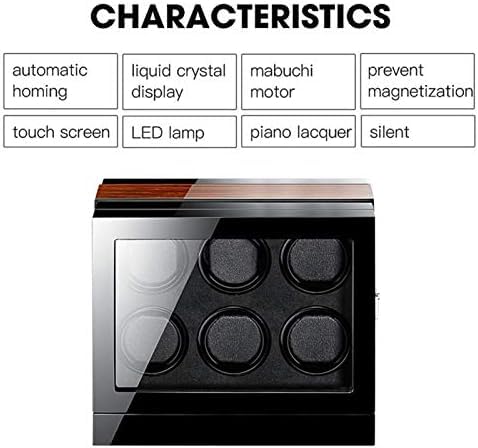 Mechanical Watch Shaker Automatic Watch Winder Box 6 LCD Display Screen Built-in Illumination Watch Display Piano Finish Quiet Motor