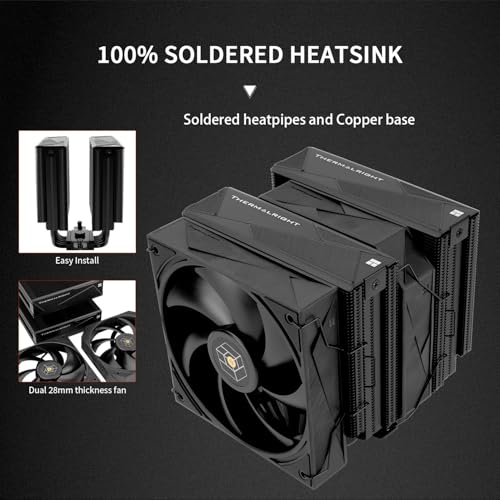 Image of Thermalright Royal Pretor 130 Black CPU Air Cooler, Computer Double Towers Cooling,6 Heat Pipes CPU Cooler, Dual PWM Fans,High Performance PC Cooler,for AM4 /AM5;Intel lga1851 /1700 /1150 /1151 /2011