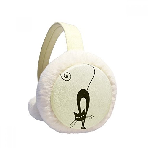 Orejeras de felpa de gato negro plegables con aislamiento térmico para viento