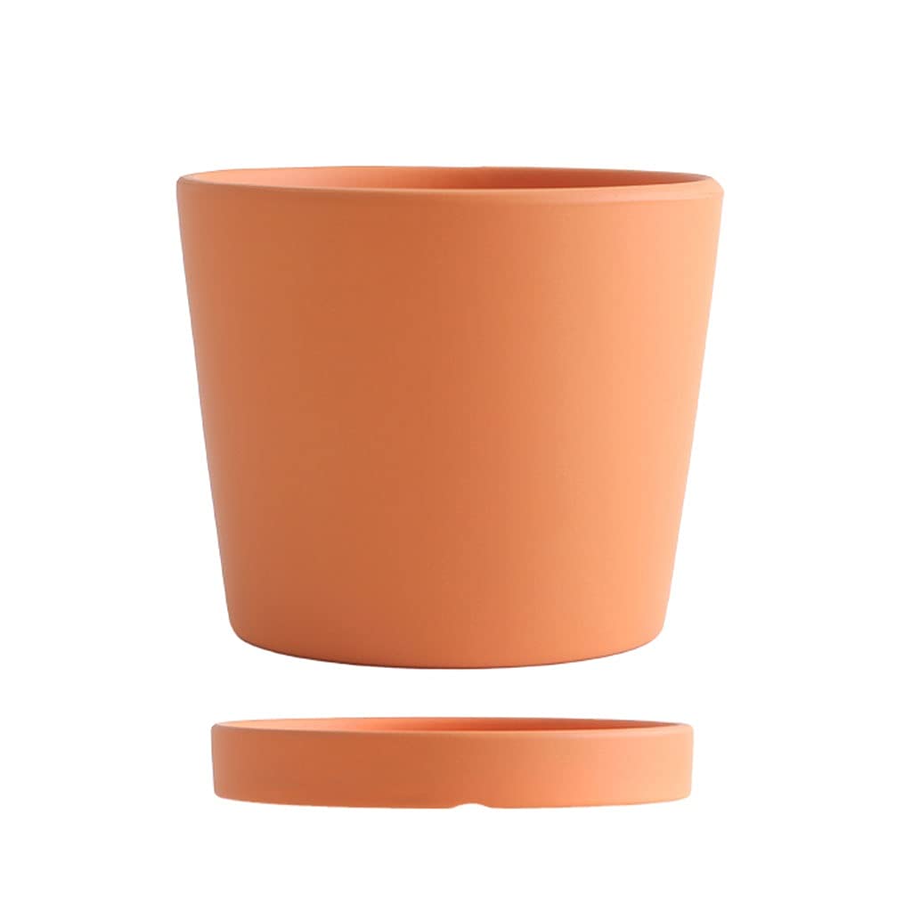 Moisture Planters for Indoor Plants Hand-made Round Ceramic Flower Pots With Trays and Drainage Devices Suitable for Planting Various Plants Suitable for Indoor and Outdo