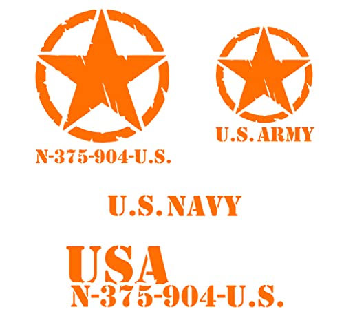 DualColorStampe Autocollants Stella Militaire étoile rayée USA NAVY US Army pour voiture tout-terrain moto casque caravane 0269 (Orange) Cover