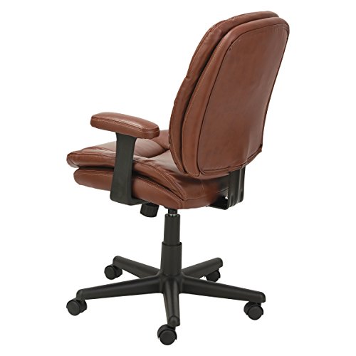 Oif Swivel/Tilt Leather Task Chair, Fixed T-Bar Arms, Chestnut Brown #TOP4