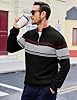 MAGCOMSEN Men's 1/4 Zip Jumper Warm Cotton Knitted Striped V Neck Jumpers Fall Winter Golf Casual Work Pullover Sweater Black Light,Grey,2XL #2