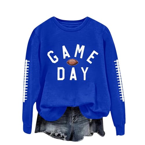Game Day Football Sweatshirts For Women - Long Sleeve Football Shirts, Cute Cheer Mom Shirt, Crewneck Pullover Tops