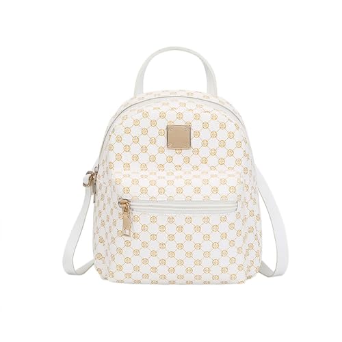 Mini mochila pequena fofa xadrez feminina estampa retrô multifuncional bolsa de ombro único para viagens de compras, Cor 01, Medium, Cor 01
