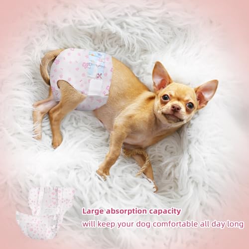 Image of Disposable Dog Diapers Female 90 Count Doggie Diapers for Female Dogs (Waist 10-16.5 in S) Super Absorbent Small Doggie Diapers for Heat Excitable Urination or Incontinence - Pink