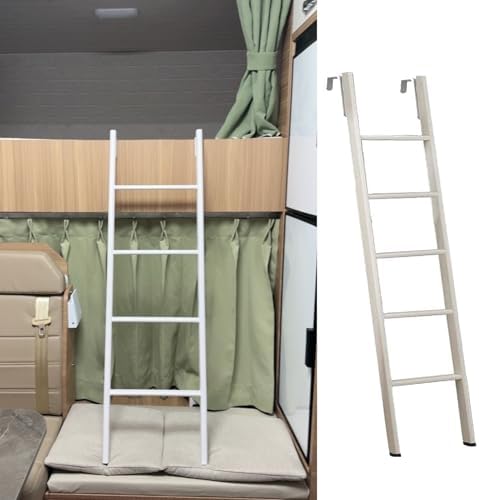 Adjustable Metal Bunk Ladder with Secure Hooks for Easy Climbing in Campers, Lofts, and Homes - Durable & Lightweight