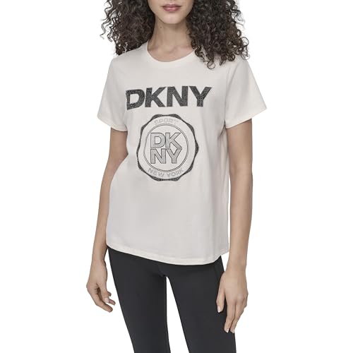 T-Shirt à Manches Courtes DKNY pour Femme avec Col Rond et Logo Élégant